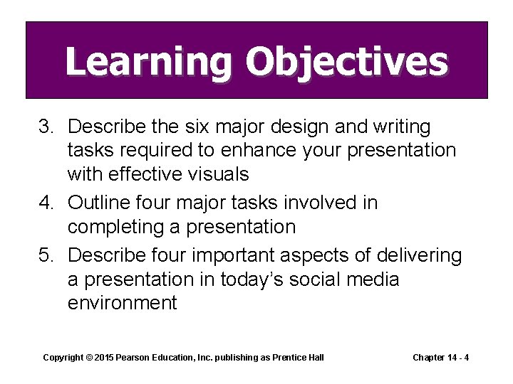 Learning Objectives 3. Describe the six major design and writing tasks required to enhance