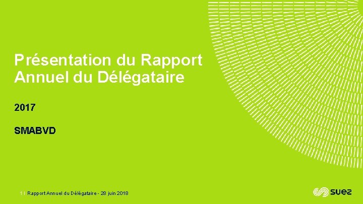 Présentation du Rapport Annuel du Délégataire 2017 SMABVD 1 I Rapport Annuel du Délégataire