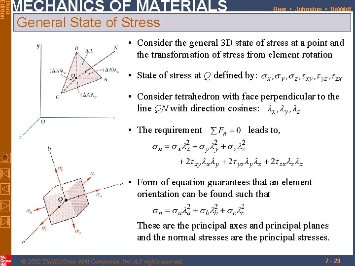 Third Edition MECHANICS OF MATERIALS Beer • Johnston • De. Wolf General State of