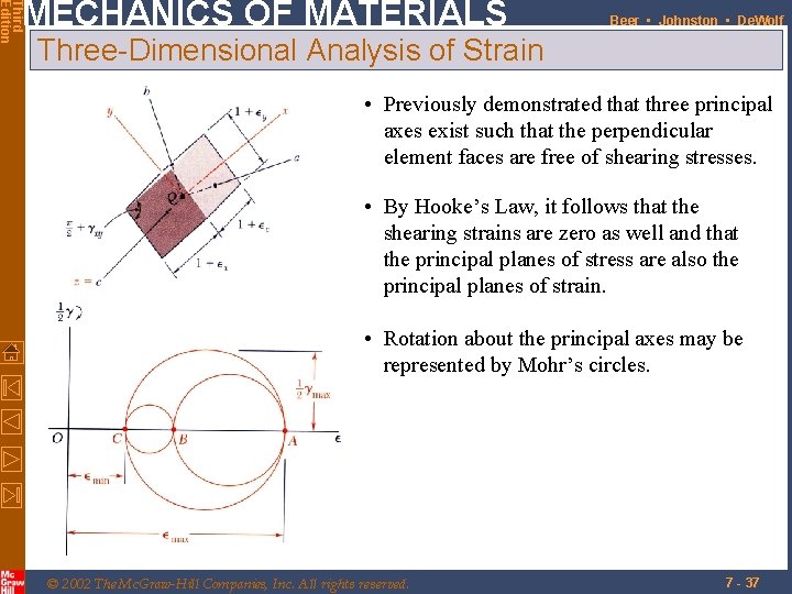 Third Edition MECHANICS OF MATERIALS Beer • Johnston • De. Wolf Three-Dimensional Analysis of