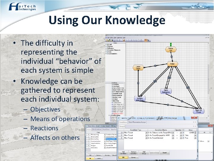 Using Our Knowledge • The difficulty in representing the individual “behavior” of each system