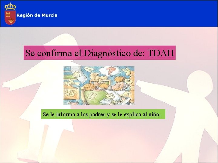 Se confirma el Diagnóstico de: TDAH . Se le informa a los padres y