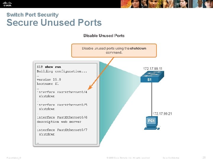 Switch Port Security Secure Unused Ports Presentation_ID © 2008 Cisco Systems, Inc. All rights