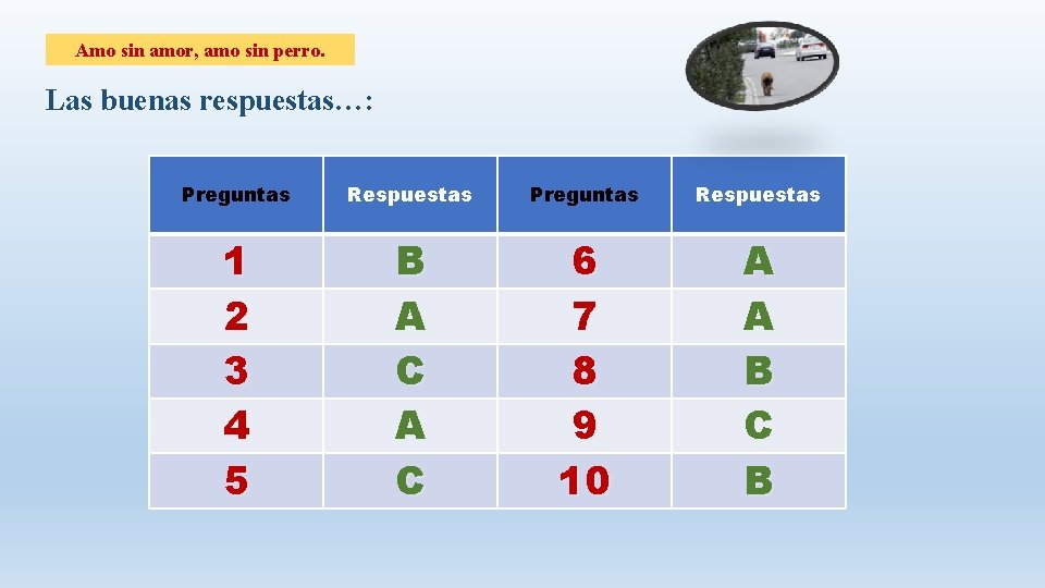 Amo sin amor, amo sin perro. Las buenas respuestas…: Preguntas Respuestas 1 2 3