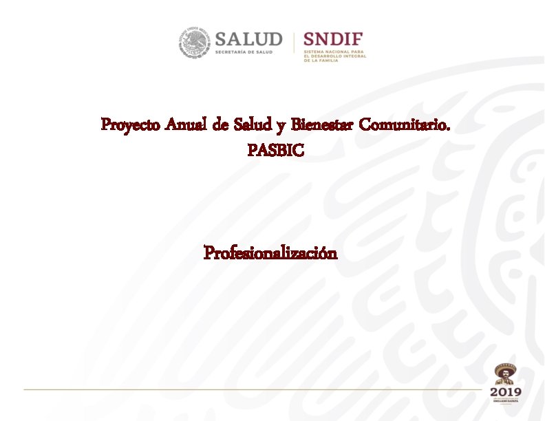 Proyecto Anual de Salud y Bienestar Comunitario. PASBIC Profesionalización 