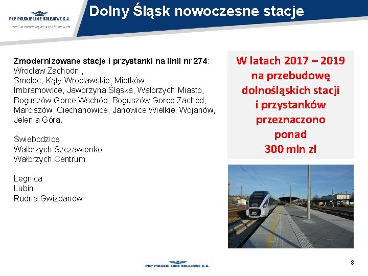 Dolny Śląsk nowoczesne stacje Zmodernizowane stacje i przystanki na linii nr 274: Wrocław Zachodni,