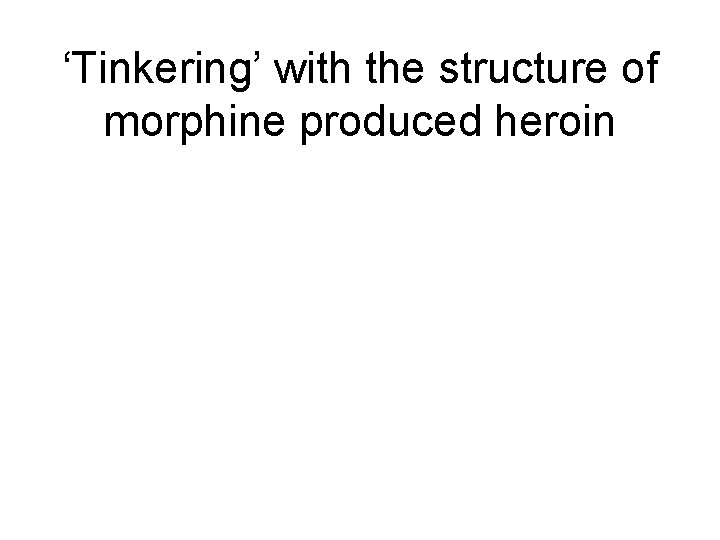 ‘Tinkering’ with the structure of morphine produced heroin 