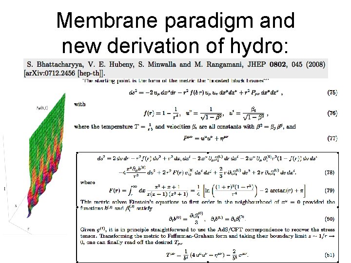 Membrane paradigm and new derivation of hydro: 