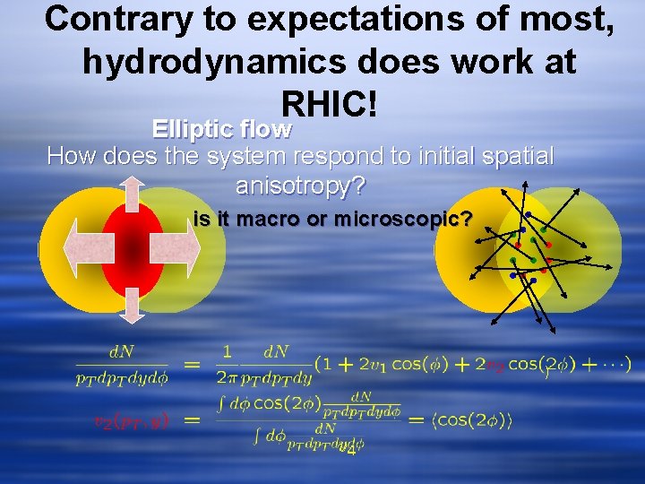 Contrary to expectations of most, hydrodynamics does work at RHIC! Elliptic flow How does