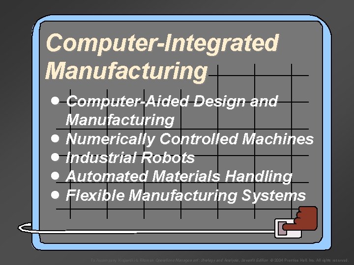 Computer-Integrated Manufacturing · Computer-Aided Design and Manufacturing · Numerically Controlled Machines · Industrial Robots