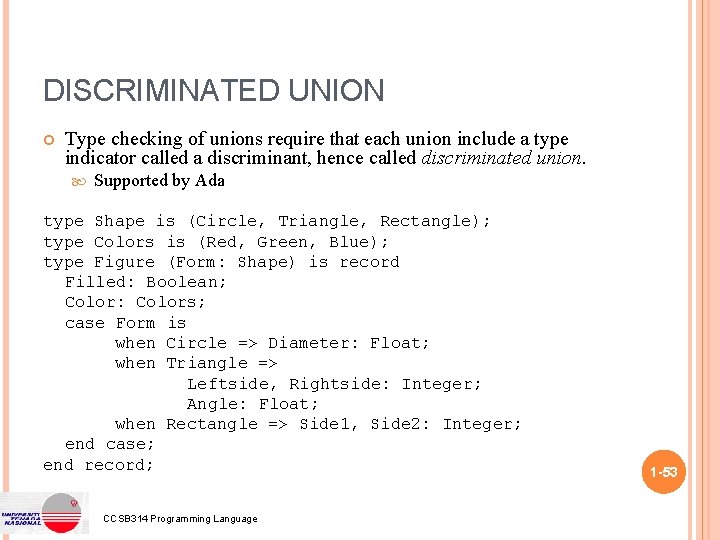 DISCRIMINATED UNION Type checking of unions require that each union include a type indicator