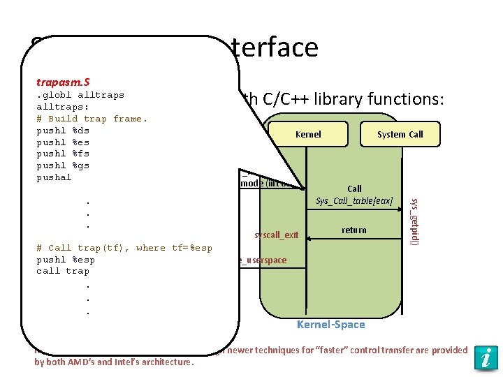 System Calls - interface trapasm. S alltraps • . globl Calls are usually made