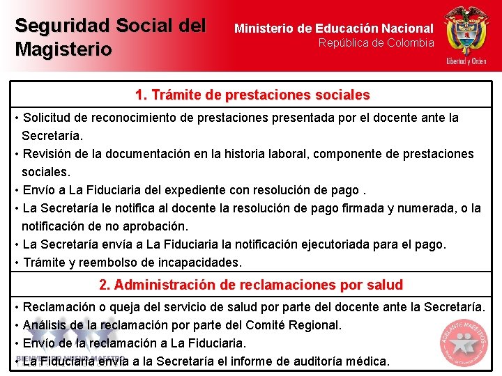 Seguridad Social del Magisterio Ministerio de Educación Nacional República de Colombia 1. Trámite de