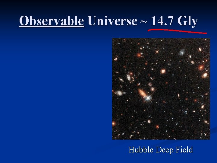 Observable Universe ~ 14. 7 Gly Hubble Deep Field 