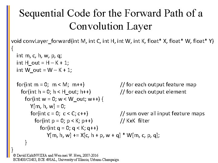 1 4 Sequential Code for the Forward Path of a Convolution Layer void conv.
