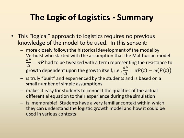 The Logic of Logistics - Summary • 