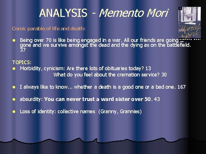 ANALYSIS - Memento Mori Comic parable of life and death: l Being over 70