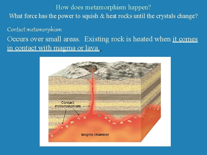 How does metamorphism happen? What force has the power to squish & heat rocks