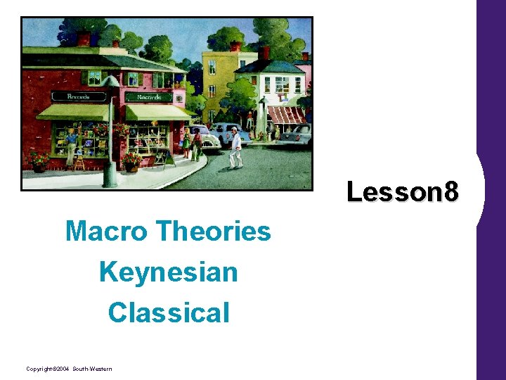 Lesson 8 Macro Theories Keynesian Classical Copyright© 2004 South-Western 