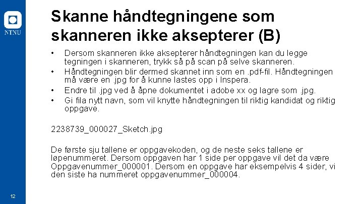 Skanne håndtegningene som skanneren ikke aksepterer (B) • • Dersom skanneren ikke aksepterer håndtegningen