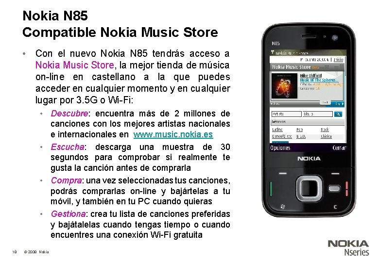 Nokia N 85 Compatible Nokia Music Store • Con el nuevo Nokia N 85