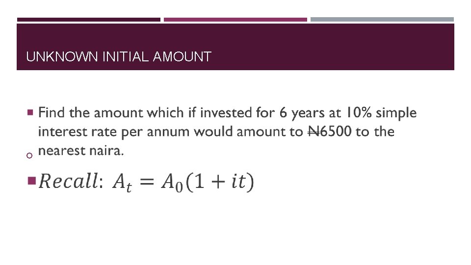 UNKNOWN INITIAL AMOUNT 