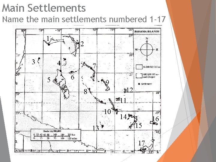 Main Settlements Name the main settlements numbered 1 -17 11 33 22 44 55
