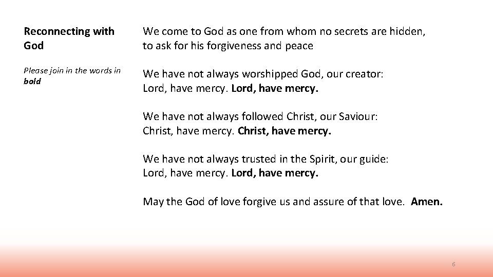 Reconnecting with God We come to God as one from whom no secrets are