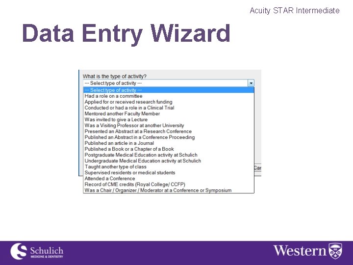 Acuity STAR Intermediate Data Entry Wizard 