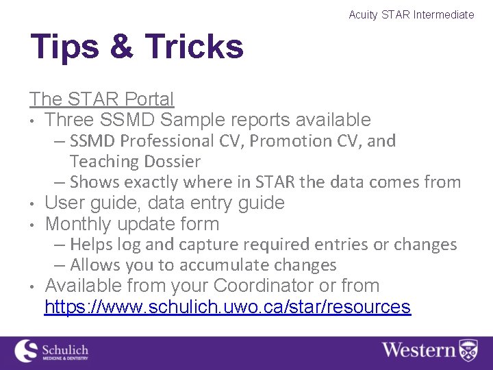 Acuity STAR Intermediate Tips & Tricks The STAR Portal • Three SSMD Sample reports