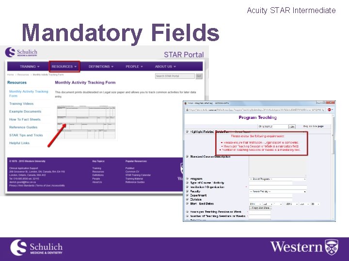 Acuity STAR Intermediate Mandatory Fields 