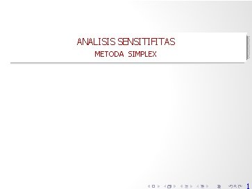 ANALISIS SENSITIFITAS METODA SIMPLEX 1 