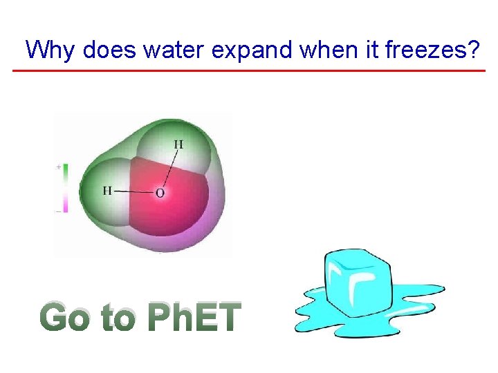 Why does water expand when it freezes? Go to Ph. ET 