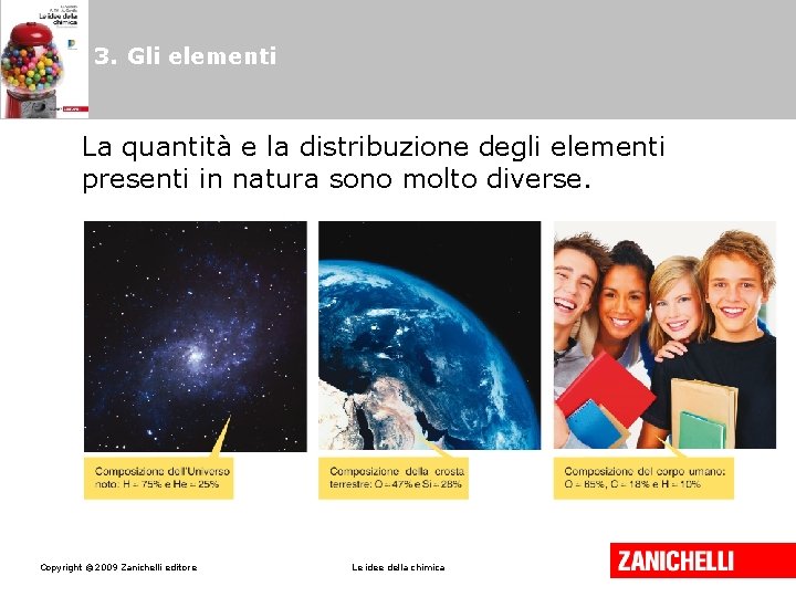 3. Gli elementi La quantità e la distribuzione degli elementi presenti in natura sono