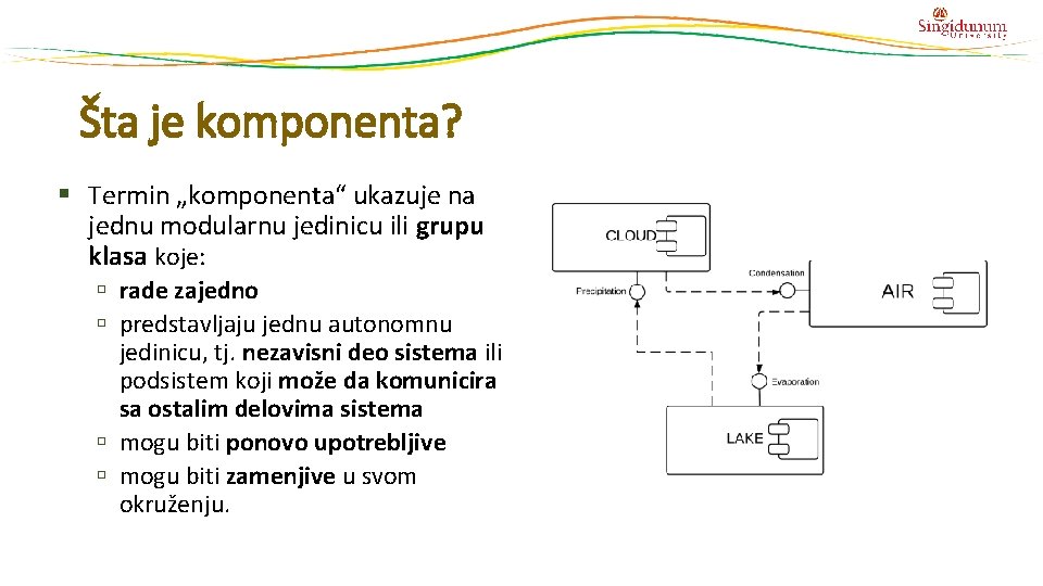 Šta je komponenta? § Termin „komponenta“ ukazuje na jednu modularnu jedinicu ili grupu klasa