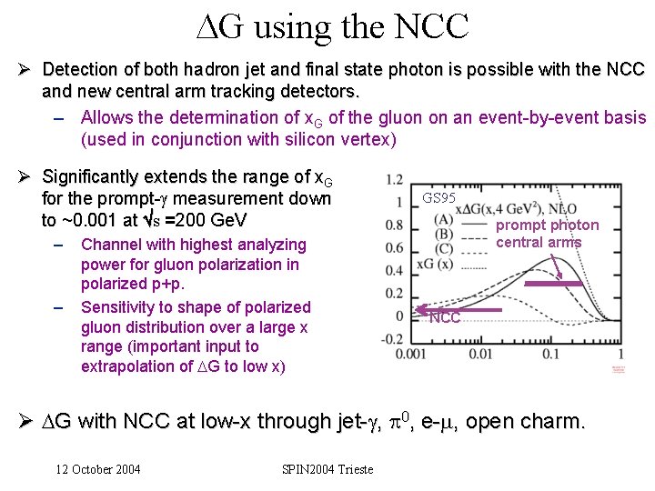 DG using the NCC Ø Detection of both hadron jet and final state photon