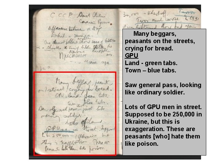 Many beggars, peasants on the streets, crying for bread. GPU Land - green tabs.
