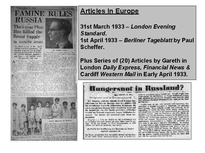 Articles In Europe 31 st March 1933 – London Evening Standard. 1 st April