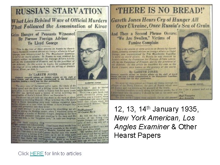 12, 13, 14 th January 1935, New York American, Los Angles Examiner & Other