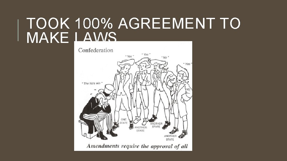 TOOK 100% AGREEMENT TO MAKE LAWS 