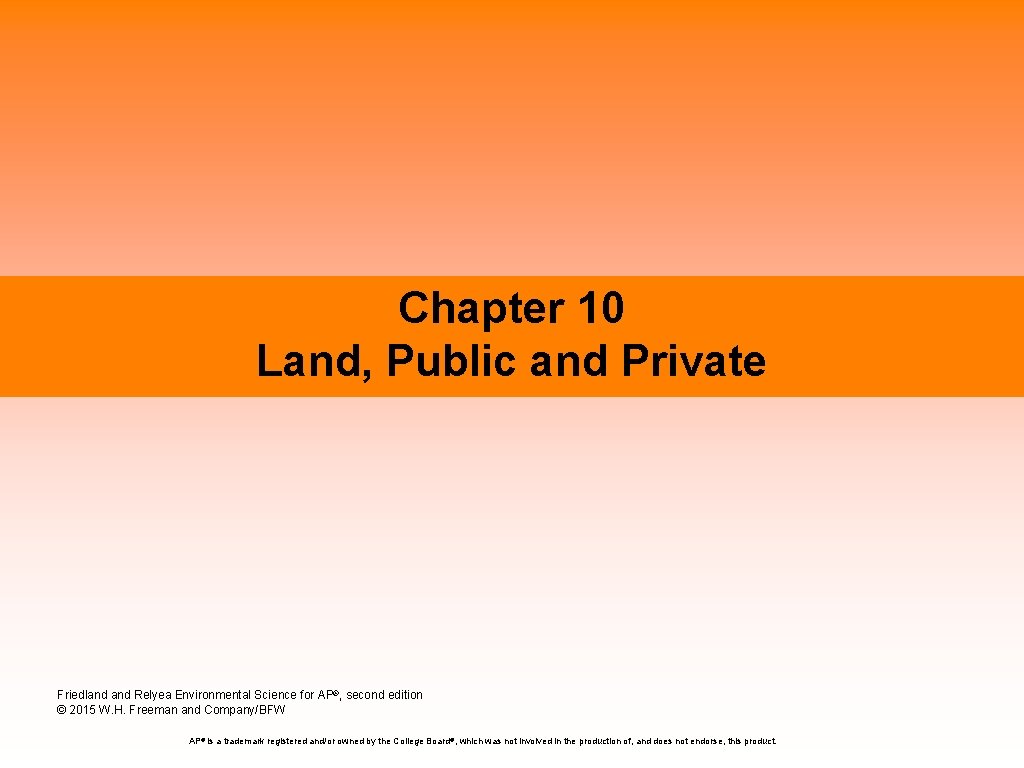 Chapter 10 Land, Public and Private Friedland Relyea Environmental Science for AP®, second edition