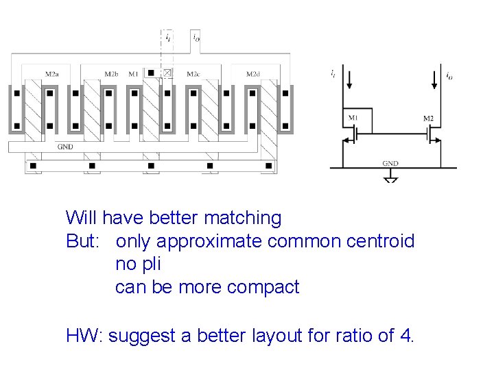 S G GS G GS Will have better matching But: only approximate common centroid