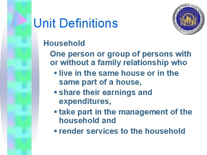 Unit Definitions Household One person or group of persons with or without a family