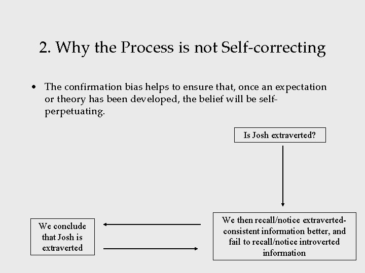 2. Why the Process is not Self-correcting • The confirmation bias helps to ensure