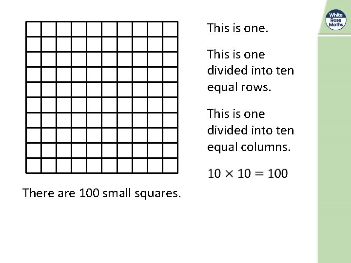 This is one divided into ten equal rows. This is one divided into ten