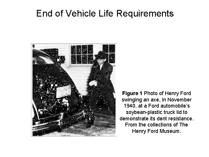 End of Vehicle Life Requirements Figure 1 Photo of Henry Ford swinging an axe,