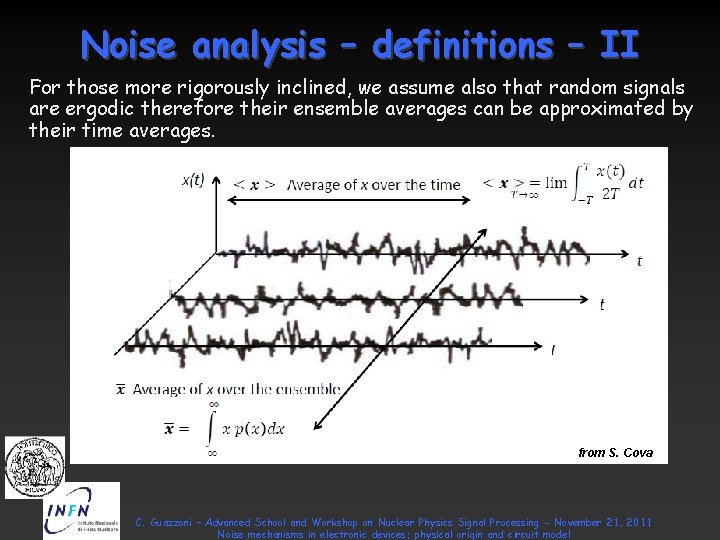Noise analysis – definitions – II For those more rigorously inclined, we assume also Noise analysis – definitions – II For those more rigorously inclined, we assume also