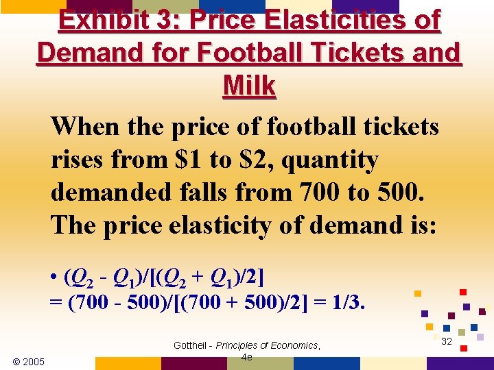 Exhibit 3: Price Elasticities of Demand for Football Tickets and Milk When the price Exhibit 3: Price Elasticities of Demand for Football Tickets and Milk When the price