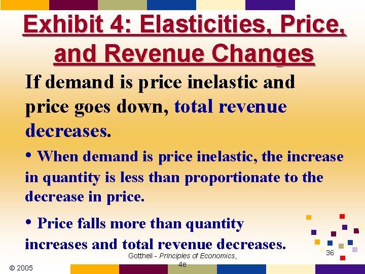 Exhibit 4: Elasticities, Price, and Revenue Changes If demand is price inelastic and price Exhibit 4: Elasticities, Price, and Revenue Changes If demand is price inelastic and price