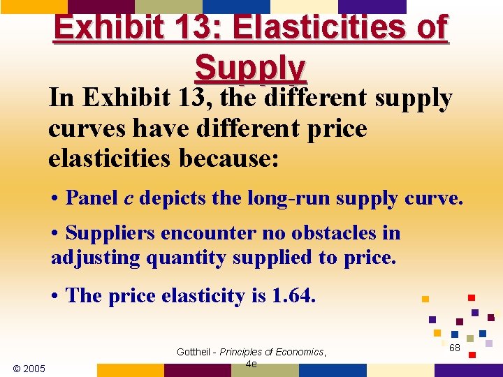 Exhibit 13: Elasticities of Supply In Exhibit 13, the different supply curves have different Exhibit 13: Elasticities of Supply In Exhibit 13, the different supply curves have different